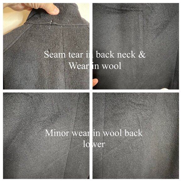 VTG Ashley Scott L Black Heavy Wool Long Coat  Button Closure Pockets Y2K USA - Picture 10 of 16